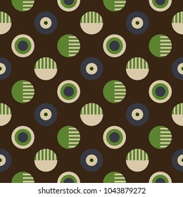 Geometric wheels symmetry seamless pattern. Autentic design for textile, print or digital.