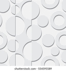 geometric white abstract volume  seamless  pattern with circles 