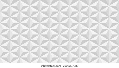 Geometric white background with triangles and subtle grunge texture. Abstract low poly simple pattern with polygonal relief, architectural surface, interior wall panel. Vector illustration