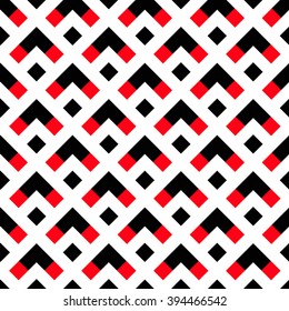 Geometric White Black Red Arrow Pattern