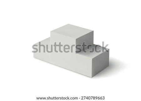Geometric white block steps isolated for product showcase background.
