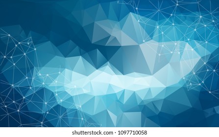 Geometric White Blue Polygonal background molecule and communication. Connected lines with dots. Minimalism background. Concept of the science, chemistry, biology, medicine, technology.