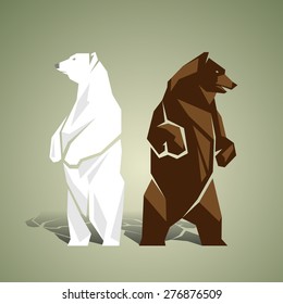 Geometric white and brown bears