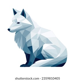 Geometric white fox icon isolated illustration