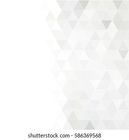 Geometric white gray background with mesh of triangles. Mosaic style.