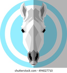 geometric white horse, vector illustration