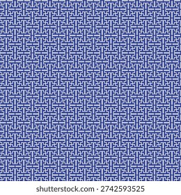 Geometric White Line Square Lattice Blue Pattern.