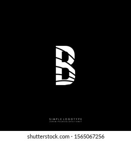 geometric white monogram textured B logotype isolated on black background vector illustration