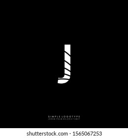 geometric white monogram textured J logotype isolated on black background vector illustration