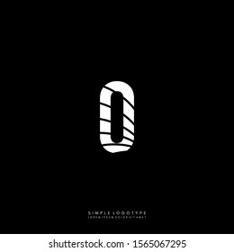 geometric white monogram textured O logotype isolated on black background vector illustration