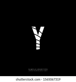 geometric white monogram textured Y logotype isolated on black background vector illustration
