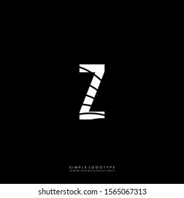 geometric white monogram textured Z logotype isolated on black background vector illustration