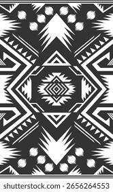 Geometric white pattern, ethnic Aztec, carpet pattern