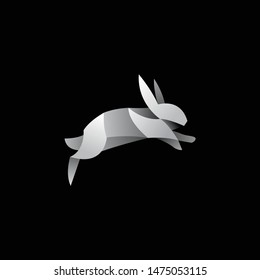 geometric white rabbit logo. modern icon, template design