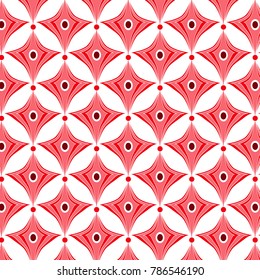 Geometric white, red ikat pattern