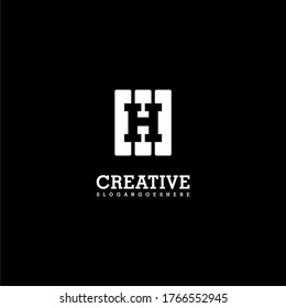 Geometric white square H logo letter creative design concept