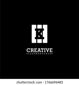 Geometric white square K logo letter creative design concept