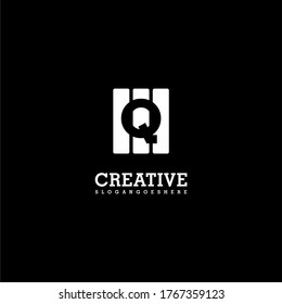 Geometric white square Q logo letter creative design concept