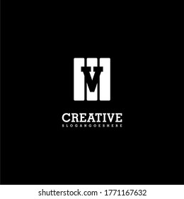 Geometric white square V logo letter creative design concept