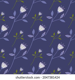 Geometric wildflower seamless pattern. Abstract botanical design. Elegant floral ornament. Nature wallpaper. For fabric, textile print, wrapping, cover. Vector illustration