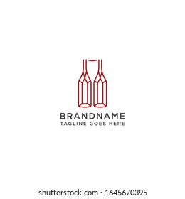 Geometric wine bottle logo design template vector illustration
