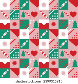 Geometric winter holiday pattern for gift paper. Pattern for printing on fabric. paper, cards, banner. Winter colored elements. Vector drawing, design elements.