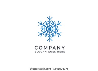 Geometric winter snowflake pattern christmas logo design