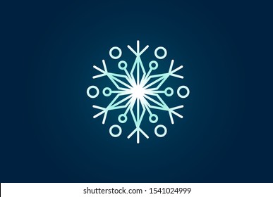 Geometric winter snowflake pattern christmas logo design