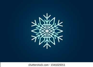 Geometric winter snowflake pattern christmas logo design