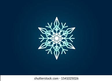 Geometric winter snowflake pattern christmas logo design