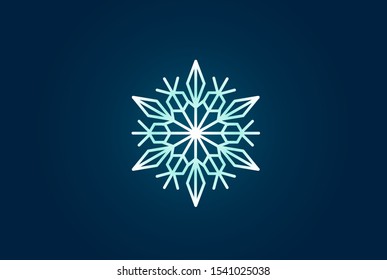 Geometric winter snowflake pattern christmas logo design