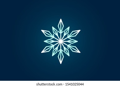 Geometric winter snowflake pattern christmas logo design