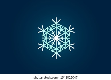 Geometric winter snowflake pattern christmas logo design