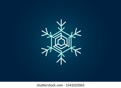 Geometric winter snowflake pattern christmas logo design