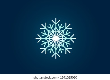 Geometric winter snowflake pattern christmas logo design