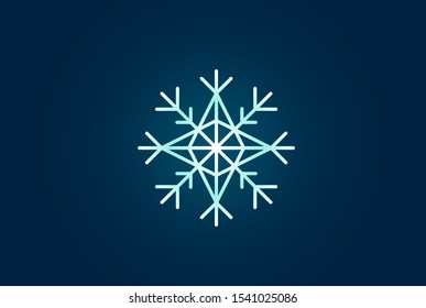 Geometric winter snowflake pattern christmas logo design