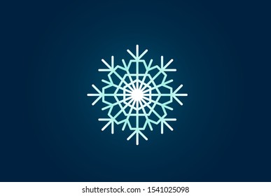 Geometric winter snowflake pattern christmas logo design