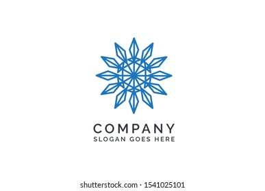 Geometric winter snowflake pattern christmas logo design