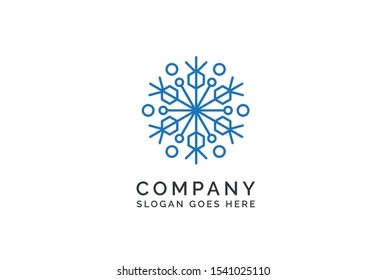 Geometric winter snowflake pattern christmas logo design