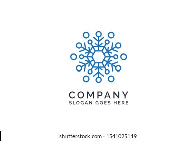 Geometric winter snowflake pattern christmas logo design