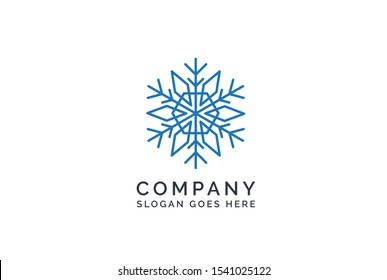 Geometric winter snowflake pattern christmas logo design
