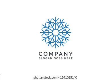 Geometric winter snowflake pattern christmas logo design