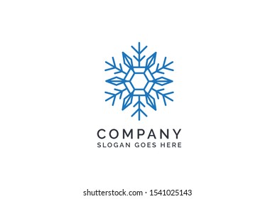 Geometric winter snowflake pattern christmas logo design