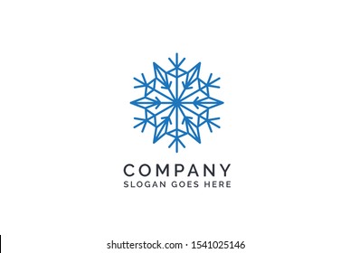 Geometric winter snowflake pattern christmas logo design