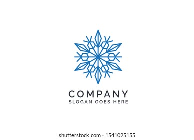 Geometric winter snowflake pattern christmas logo design