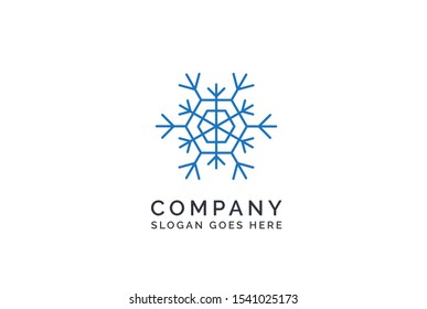 Geometric winter snowflake pattern christmas logo design