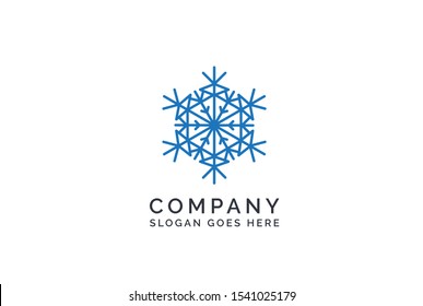 Geometric winter snowflake pattern christmas logo design