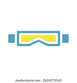 Geometric winter sports eyewear illustration with vibrant yellow lenses and blue frame