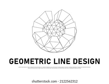 Elemento de alambre geométrico para su uso en el diseño HUD. Concepto de línea de red. Forma geométrica creativa abstracta. Ilustración vectorial.
