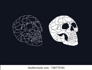 Geometric wireframe skull with negative option